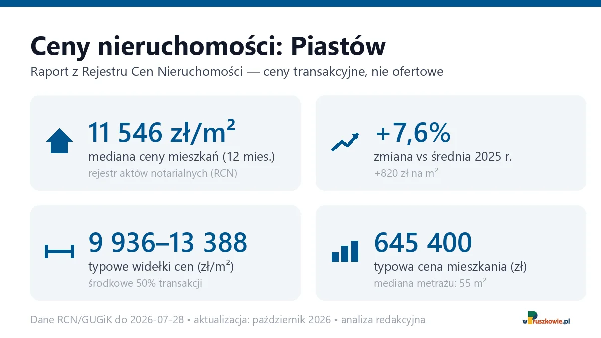 Infografika: ceny mieszkań w mieście Piastów