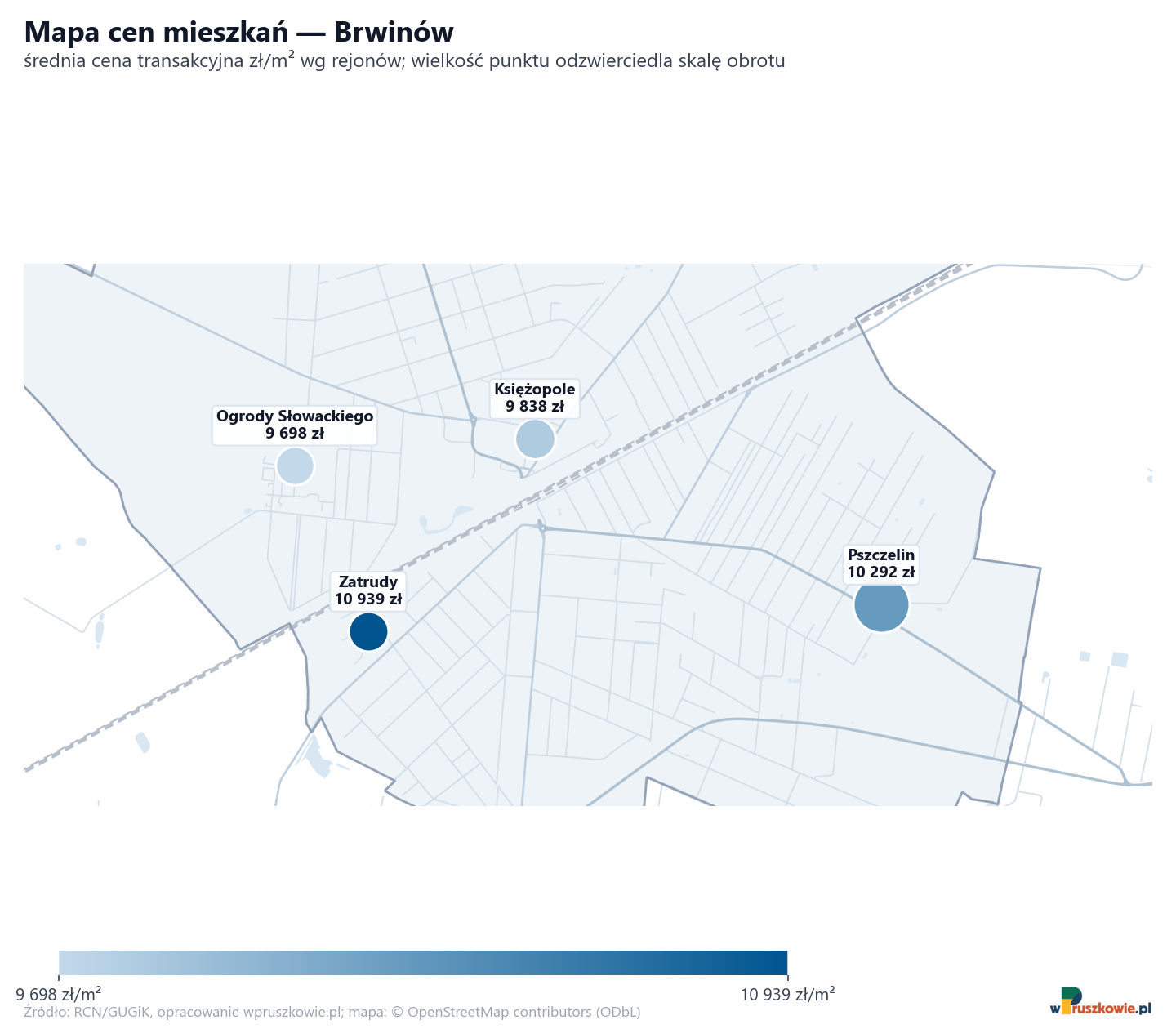 Mapa cen mieszkań - Brwinów