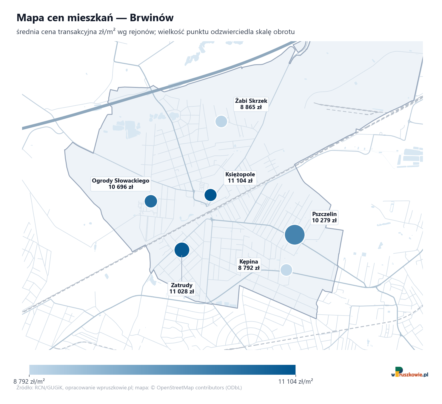 Mapa cen mieszkań - Brwinów