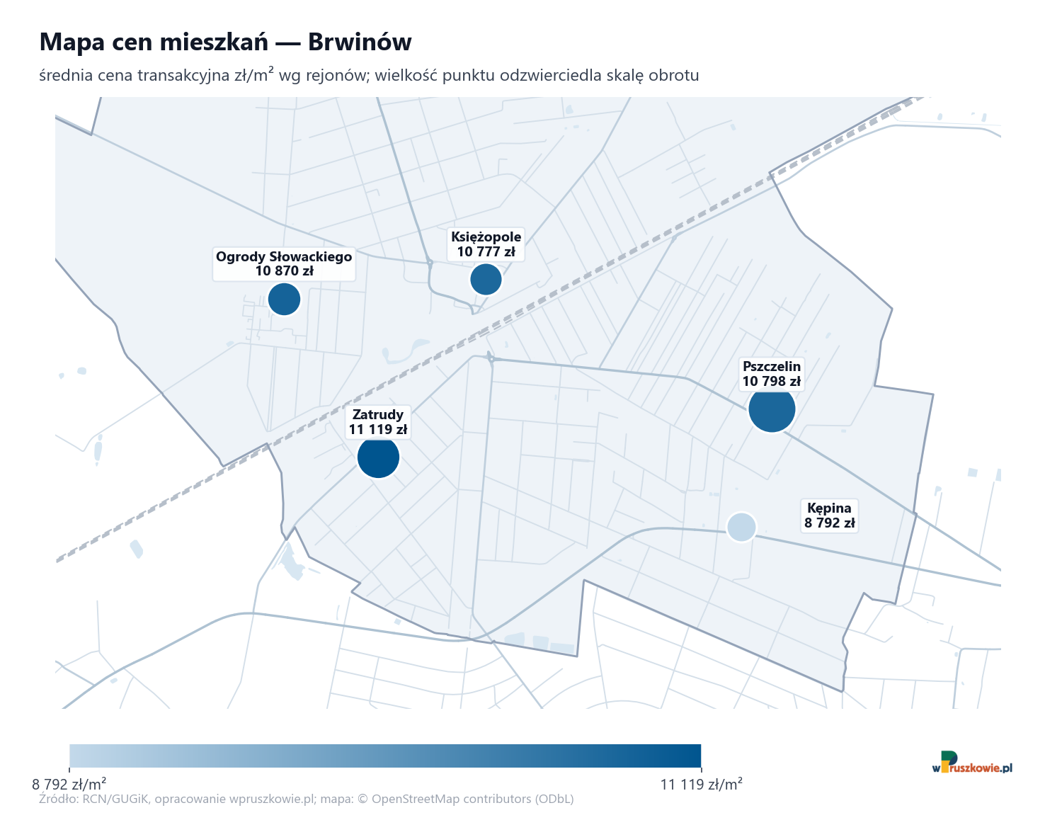 Mapa cen mieszkań - Brwinów