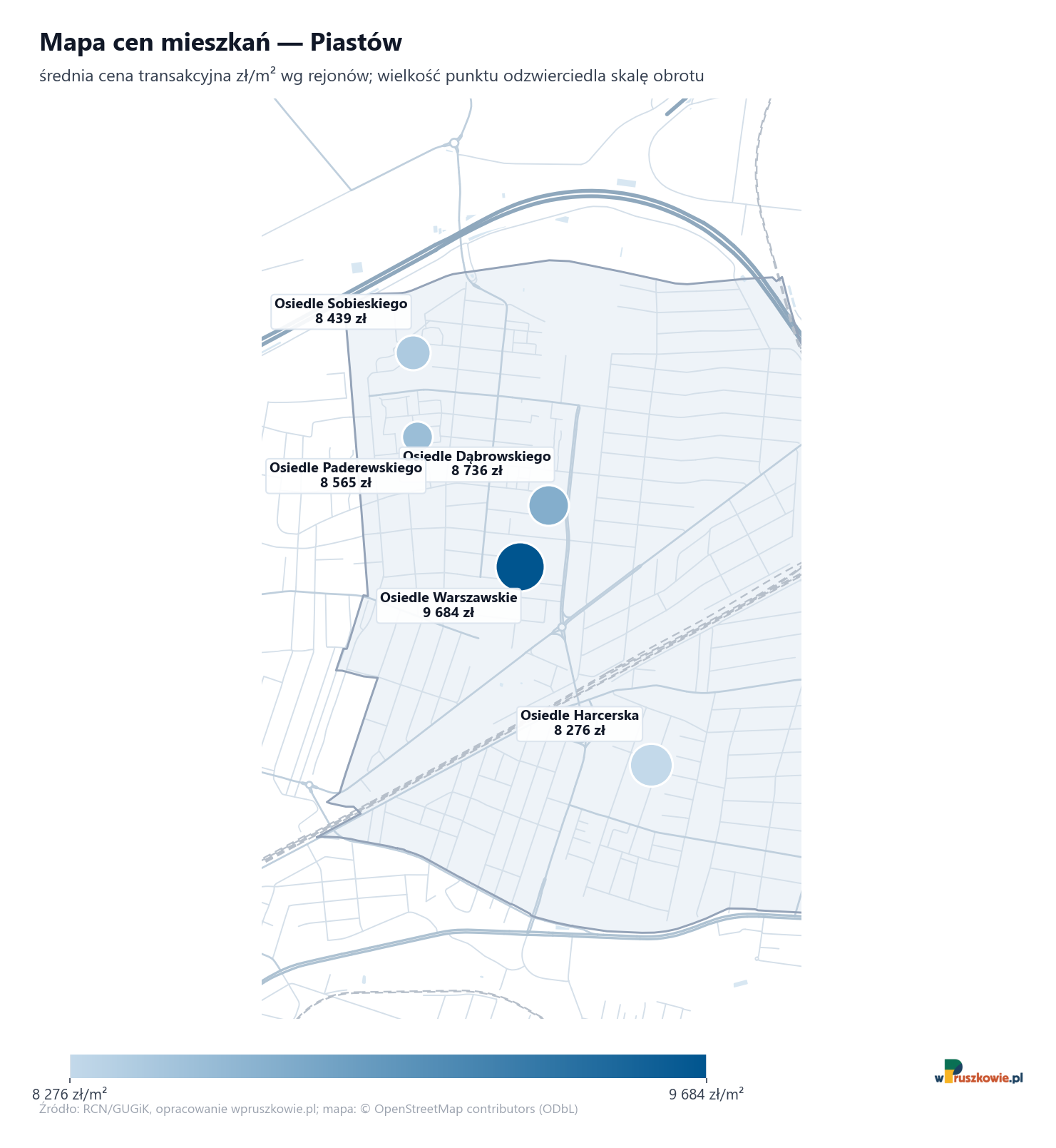 Mapa cen mieszkań - Piastów