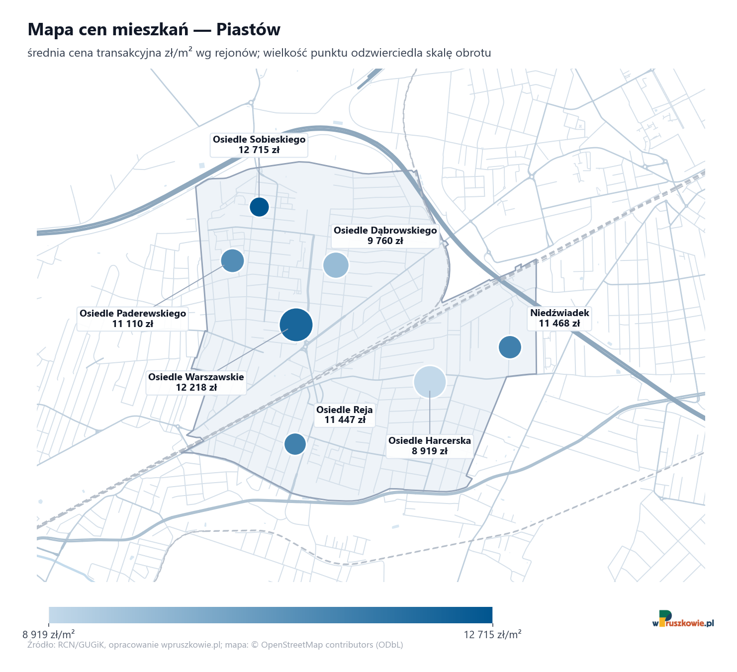 Mapa cen mieszkań - Piastów