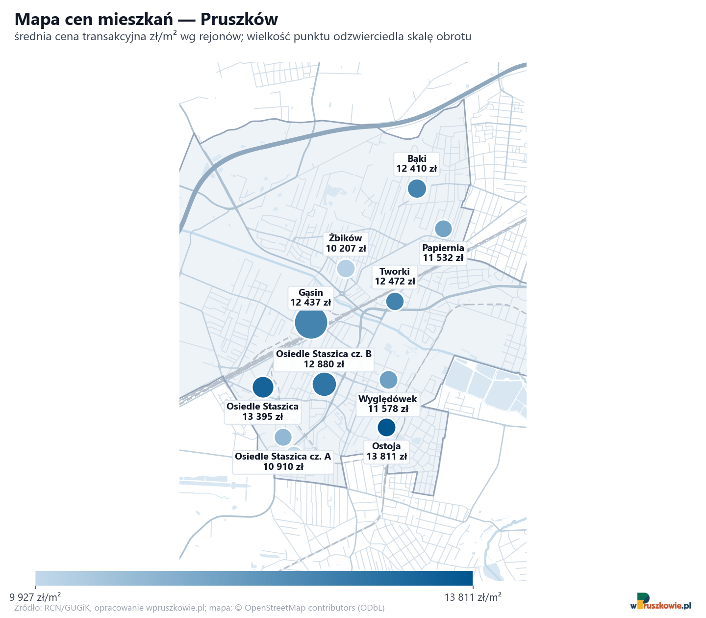 Mapa cen mieszkań - Pruszków