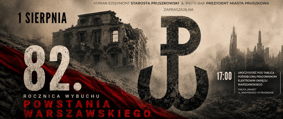 Grafika promocyjna wydarzenia 82. rocznica wybuchu Powstania Warszawskiego