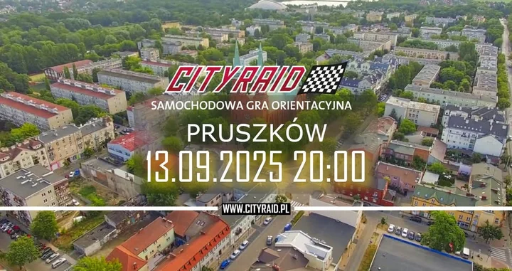 Obrazek przedstawia grafikę promocyjną wydarzenia Samochodowa gra orientacyjna CITYRAID w Pruszkowie