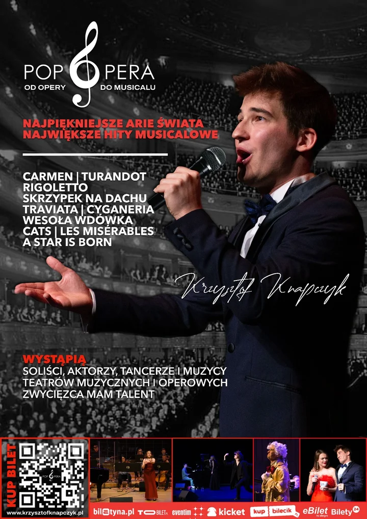 Grafika promocyjna wydarzenia Pop Opera — koncert „Od opery do musicalu” w Pruszkowie (14 lutego 2026)