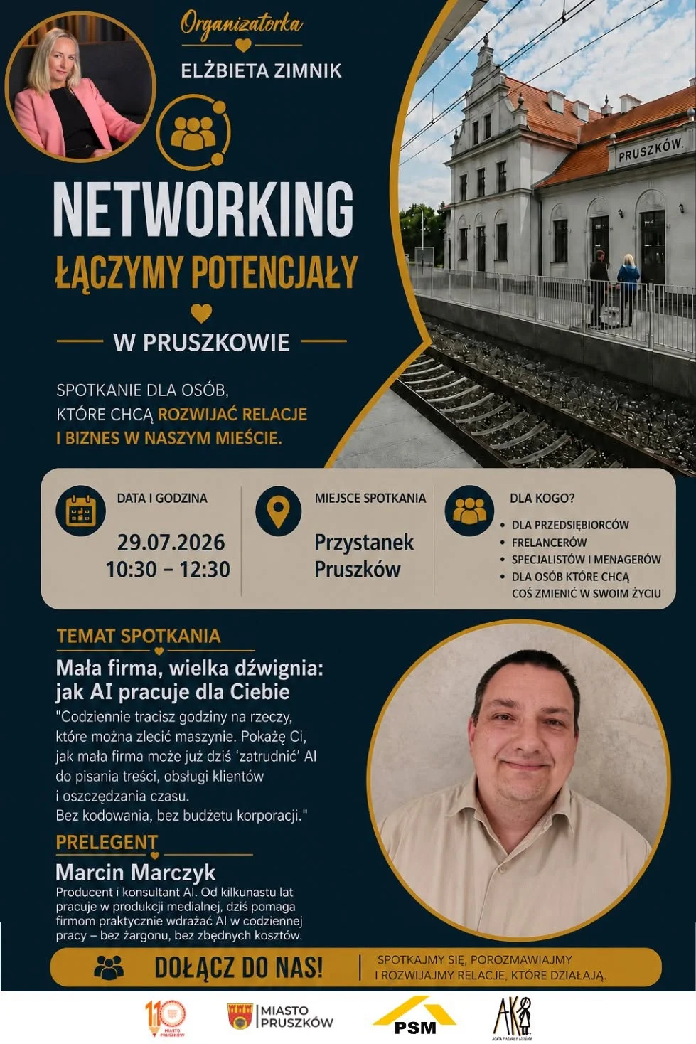 Grafika promocyjna wydarzenia Łączymy Potencjały w Pruszkowie: AI dla firm