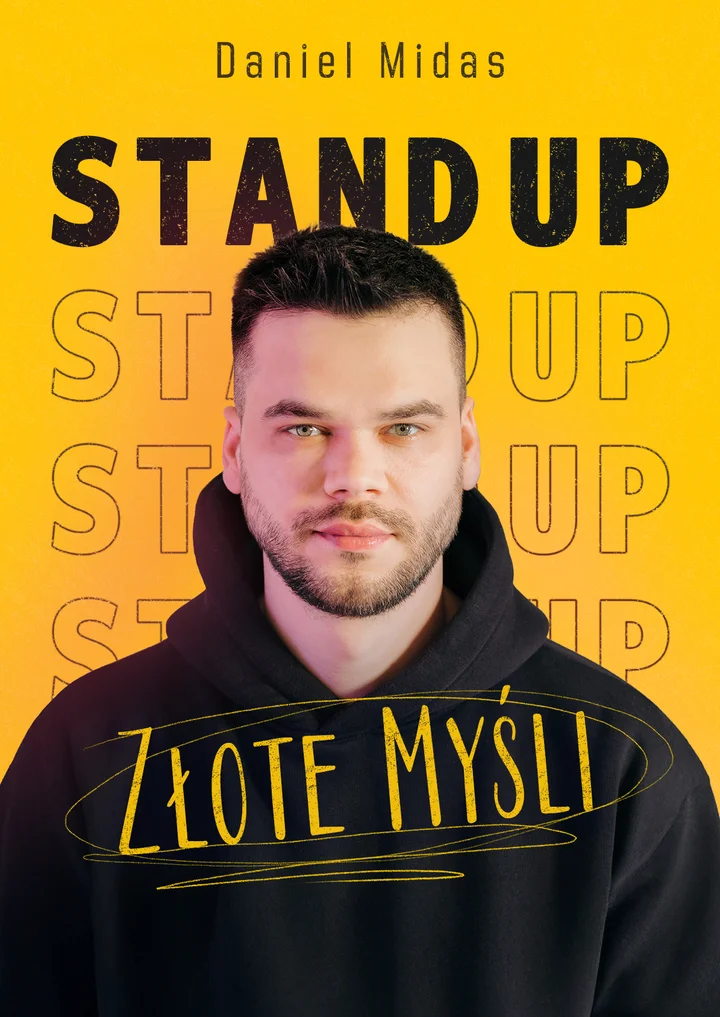 Grafika promocyjna wydarzenia Stand-up Daniel Midas — „Złote myśli” w Pruszkowie