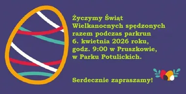 Grafika promocyjna wydarzenia 546. spotkanie parkrun Pruszków – wielkanocna edycja w Lany Poniedziałek