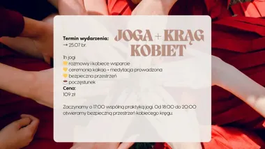 Grafika promocyjna wydarzenia Joga + Krąg kobiet w Yoga Time – joga i relaks