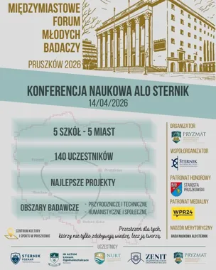 Grafika promocyjna wydarzenia Międzymiastowe Forum Młodych Badaczy w Pruszkowie 2026