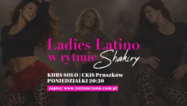 Grafika promocyjna wydarzenia Ladies Latino w rytmie Shakiry w Pruszkowie