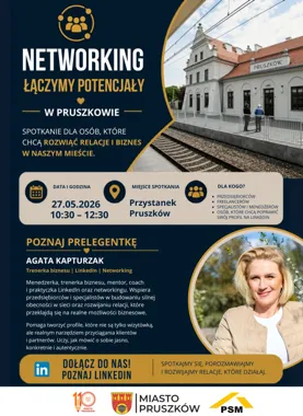 Grafika promocyjna wydarzenia Networking Łączymy Potecjały w Pruszkowie – spotkanie o LinkedIn i relacjach biznesowych