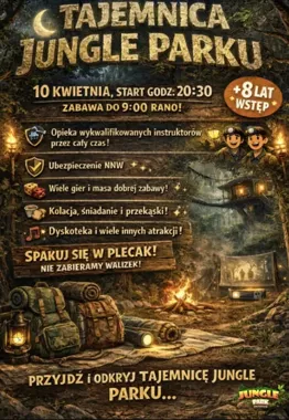 Grafika promocyjna wydarzenia Nocowanka Odkrywców (+8) — noc pełna przygód w Pruszkowie