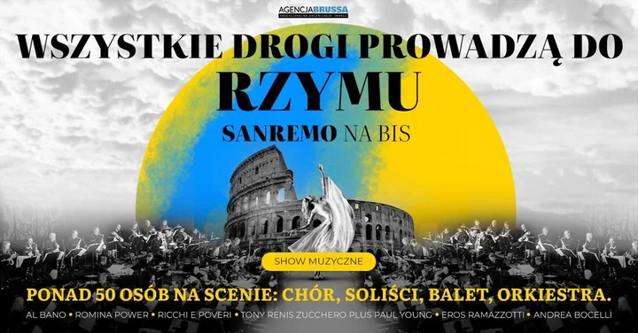 Obrazek przedstawia grafikę promocyjną wydarzenia Koncert włoskich przebojów w Pruszkowie