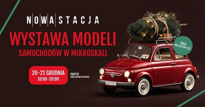 Grafika promocyjna wydarzenia Wystawa modeli samochodów w mikroskali w Nowej Stacji