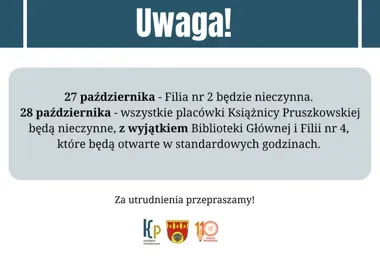 Książnica Pruszkowska zmienia godziny pracy pod koniec października