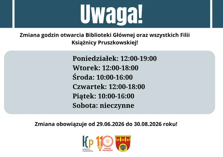 Książnica Pruszkowska zmienia rytm na wakacje. Oto nowe godziny 📚☀️